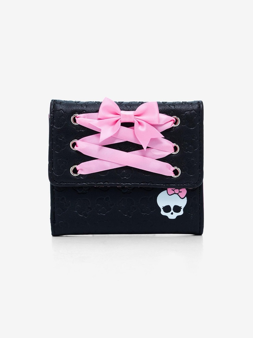 Monster High Skullette Lace-Up Mini Flap Wallet Pink & Black